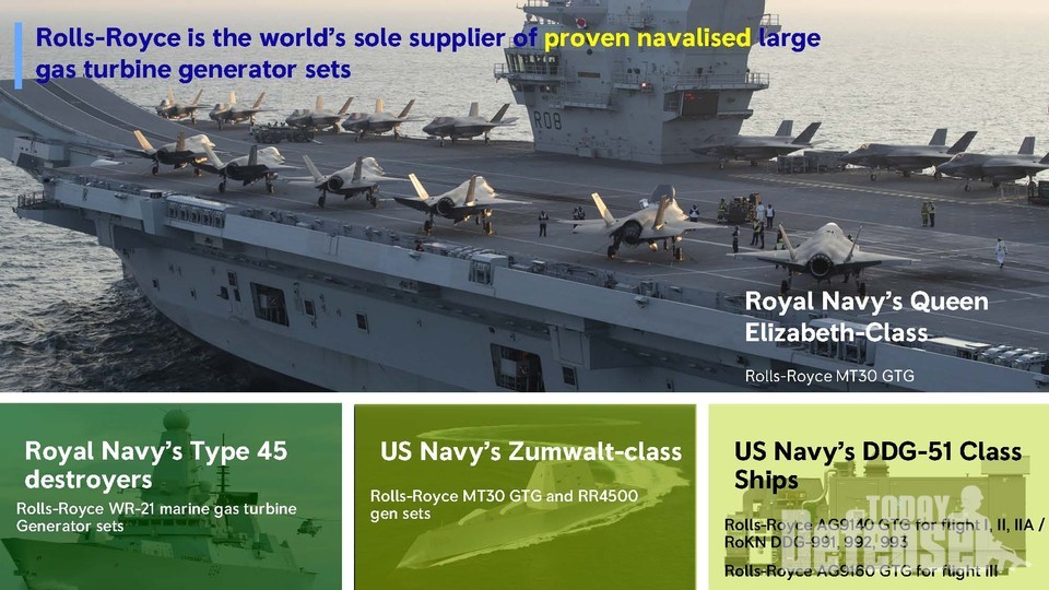 롤스로이스는 해군용 특수성능을 만족하는 대형 가스터빈 발전기를 납품한 유일한 제작사 (사진:롤스로이스)