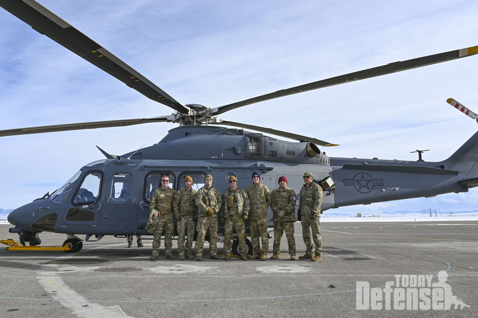 2024년 3월 5일, 몬태나주 말스트롬 공군기지에 있는 헬리콥터 패드에 도착한 MH-139A 그레이 울프 헬기. 말스트롬 공군지에는 11대 전량이 배치된다(사진:U.S,Air Force)